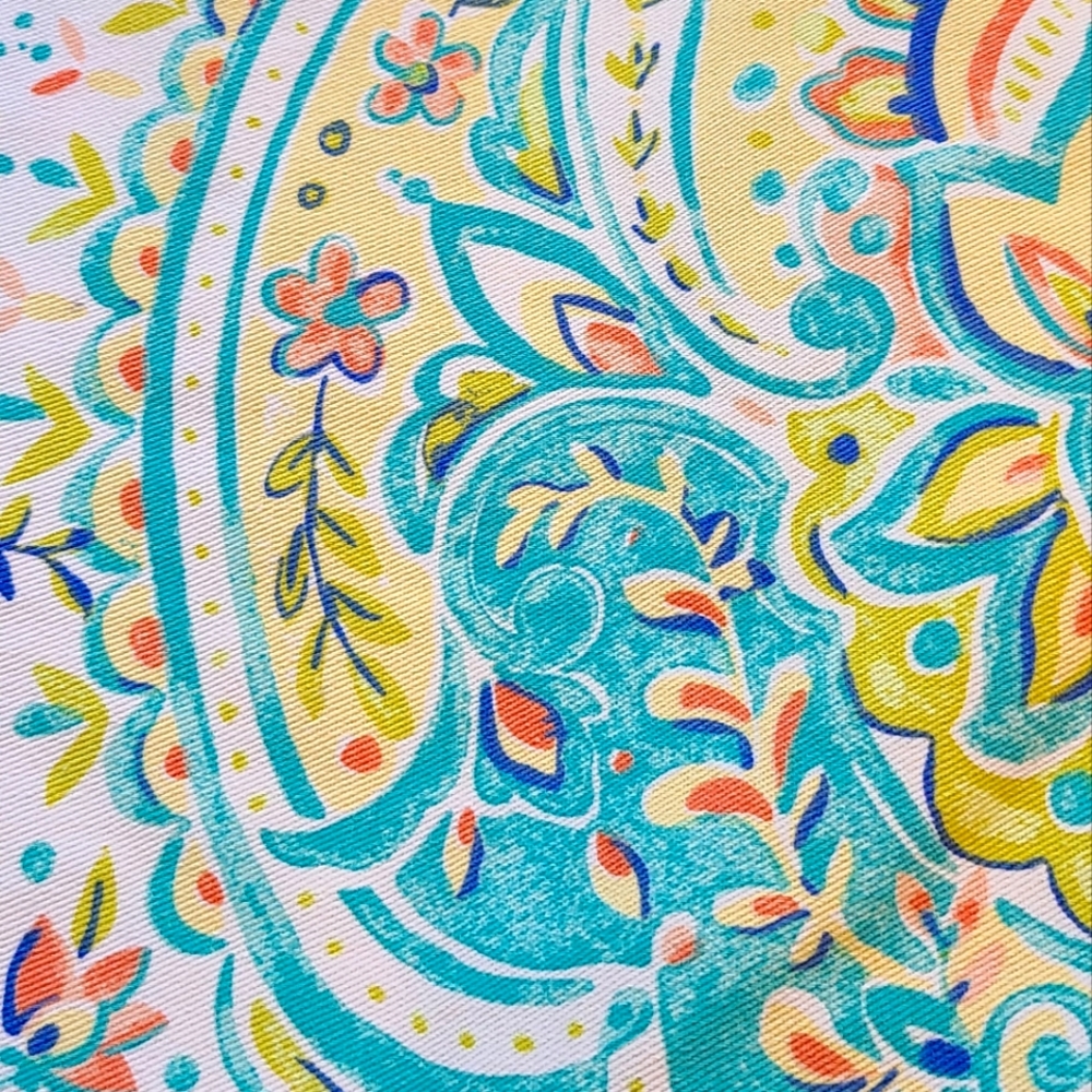 Cynthia Rowley 70"x69" Blue Green Peach Shower Curtain